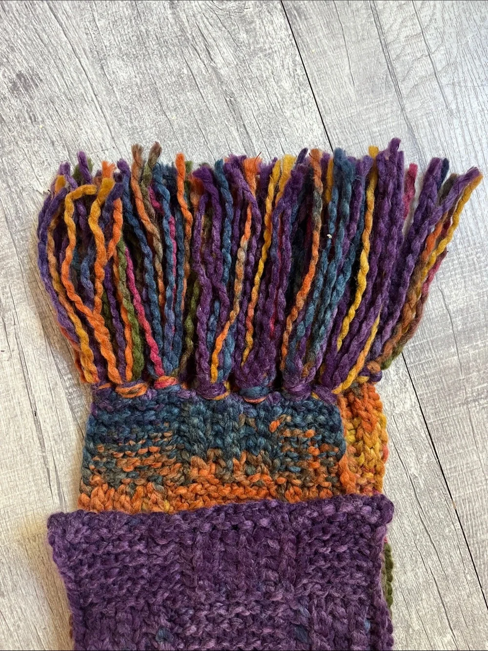 Cappellificio Fiorentino Wool Blend Crosshatch Multicolored Yarn Fringed Scarf